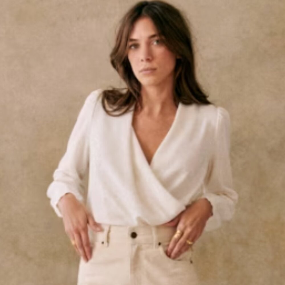 Sezane ABÉLIA BLOUSE in Ecru - US 12